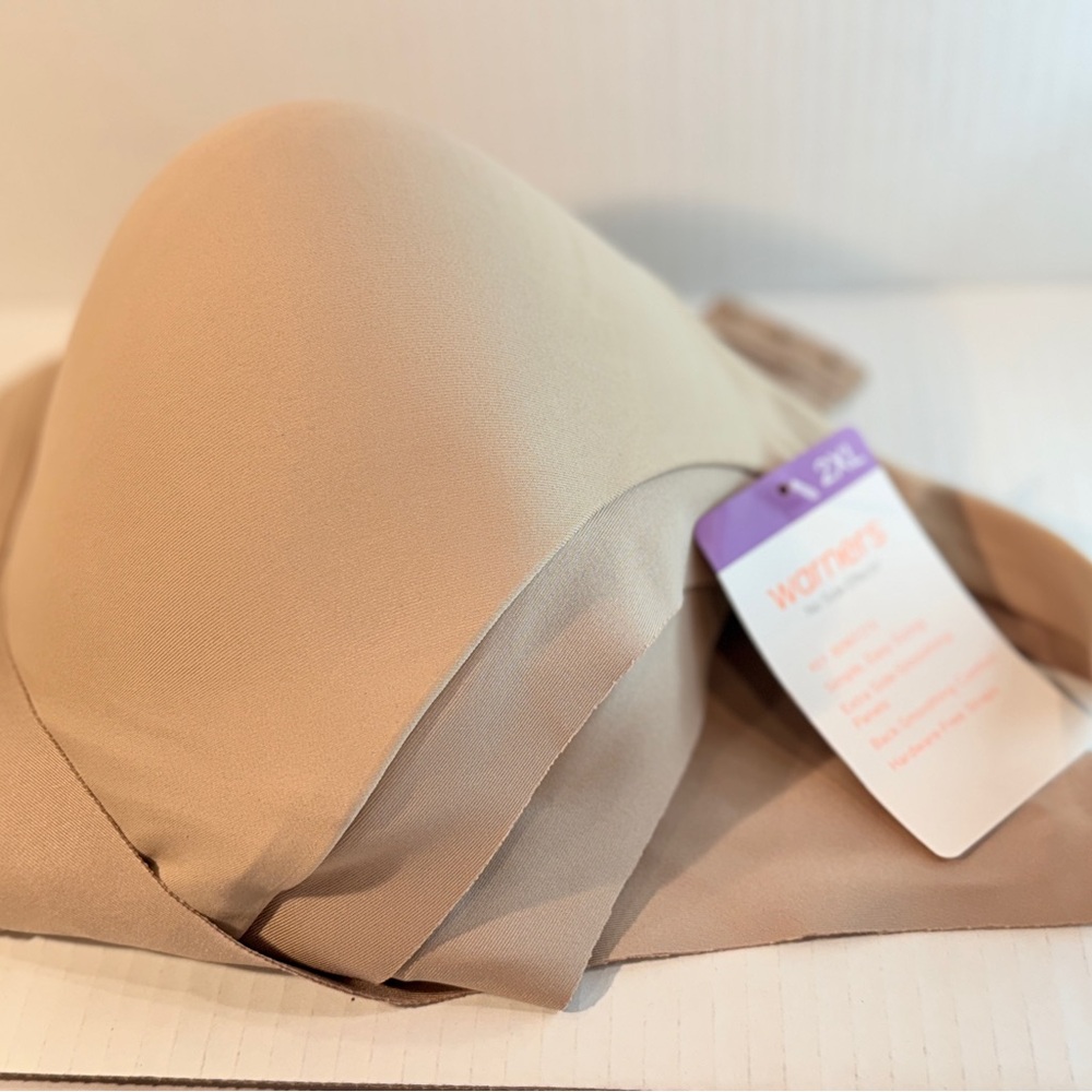 🆕 Warners No Side Effects Wireless Bra 2XL Tan~Smooth Support Seamless Comfort - Picture 2 of 16